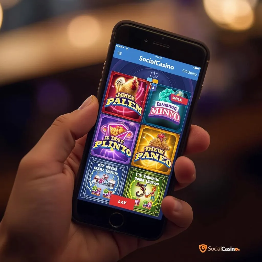 SocialCasino UK app mockup